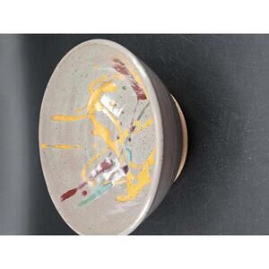 Handmade Songbug Pottery Bowl Abstract Splatter Glaze Signed Studio Piece 5" W